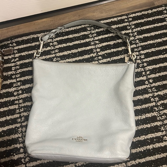 Coach Pebble Baby Blue Leather Shoulder Bag With Braided Strap - Picture 5 of 9